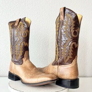 Rod Patrick Mens Cowboy Boots 14.5A Tan Antique Bison Brown Western Square Toe
